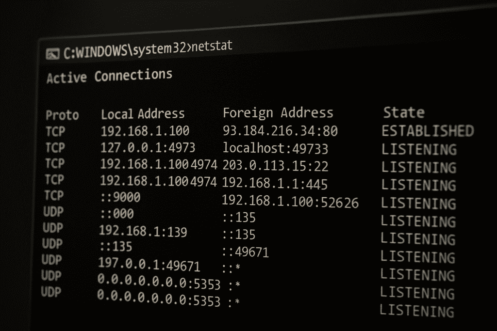 CMD príkaz NETSTAT